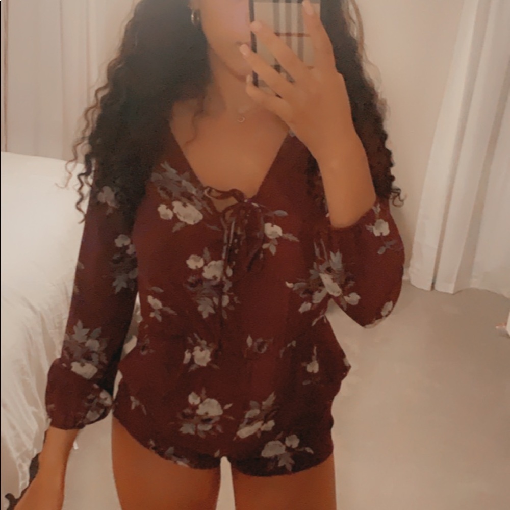 Plum floral romper